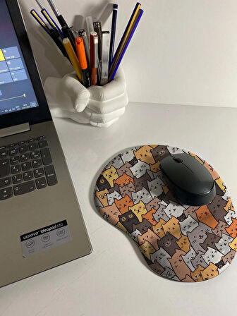 Kediler Baskılı Bilek Destekli Mouse Pad