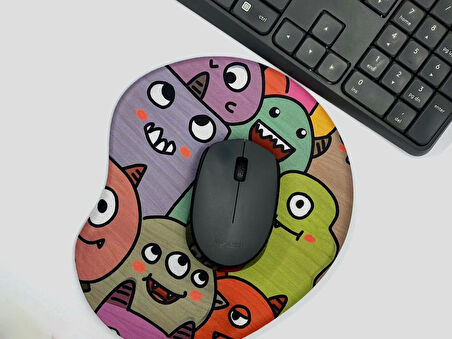 Kediler Baskılı Bilek Destekli Mouse Pad