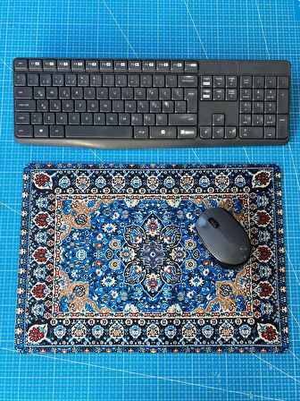 Rakkun Shop - Mavi Renkli Halı Desenli Mouse Pad (28x40 cm)