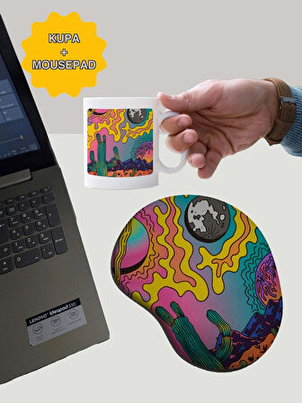 Rakkun Shop - Ütopya Baskılı Bilek Destekli Mouse Pad + Kupa Bardak Mug