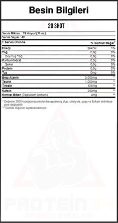 Olimp R-Weiler Shot 20 Ampul 40 Servis Likit Pre-Workout Portakal