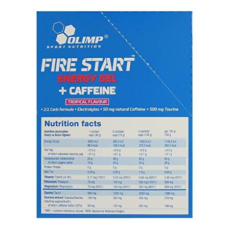 Olimp Fire Start Energy Gel + Caffeine 36 Gr 20 Saşe