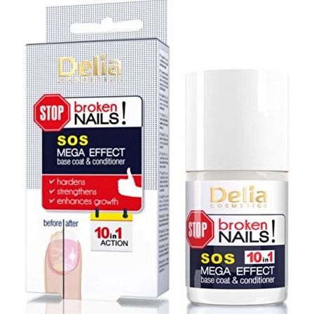 Delia Sos Mega Effect Base Coat  Conditioner Tırnak Güçlendirici 11 ml