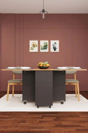 Koyu Gri   Açık Ceviz Katlanır Masa