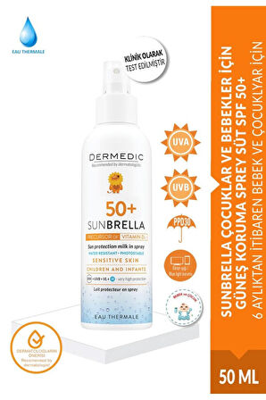 SUNBRELLA ÇOCUKLAR VE BEBEKLER İÇİN GÜNEŞ KORUMA SPREY SÜT SPF 50+ 150 ML