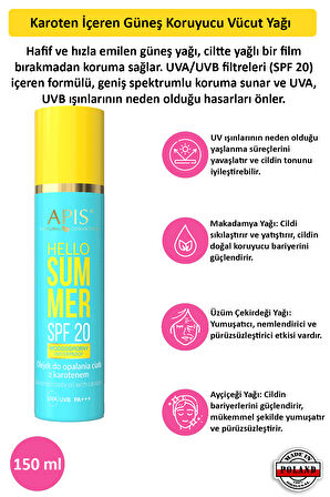 Güneş Koruyucu Karotenli Vücut Yağı SPF 20 - 150ml