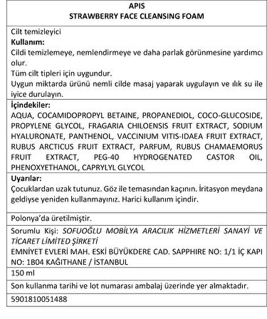 HOME TERAPIS Çilek Kokulu Yüz Temizleme Köpüğü - 150 Ml