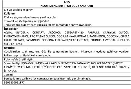 Vücut Ve Saç Besleyici Sprey - SUNNY RIO - 150 Ml