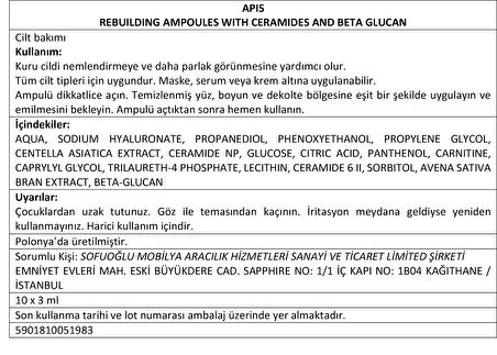 Kuru Ciltler İçin - Ceramid Ve Beta Glukan Onarıcı Ampuller - 10 X 3 Ml