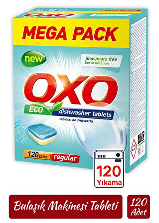 Oxo 120 Adet Bulaşık Makinesi Tableti Mega Paket Deterjan Hepsi Bir Arada
