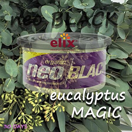 ELIX Neo Black Metal Kutuda Ahşap Granüllere Emdirilmiş Özel Aromalı Koku - Okaliptus