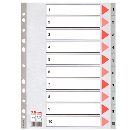 Esselte Seperatör 1-10 Rakamlı Plastik A4 100105