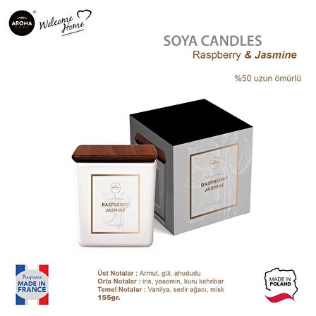 Aroma Home Soya series Kokulu Mum Raspberry Jasmine  155gr.