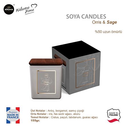 Aroma Home Soya series Kokulu Mum Orris Sage  155gr.