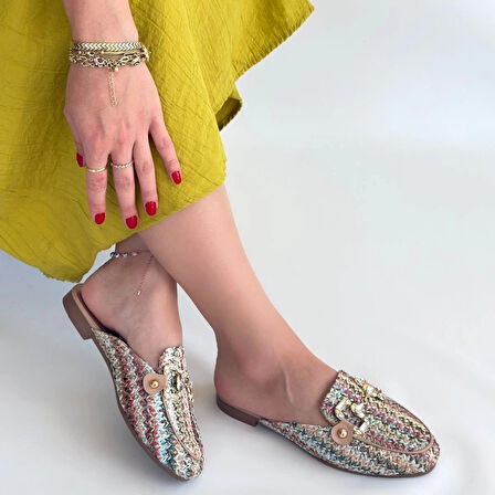 Yenda Renkli Dokumalı Terlik