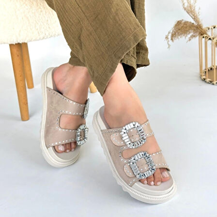 Juana Bej Nubuk Taşlı Terlik