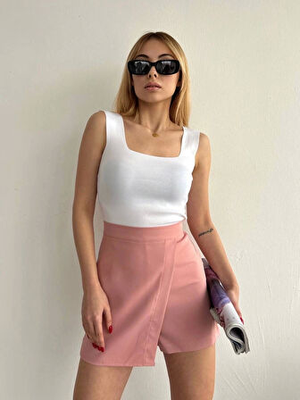 Kapaklı şort etek pudra s208