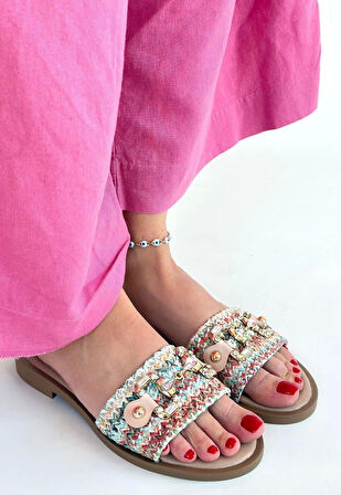 Gonne Renkli Hasır Dokuma Terlik