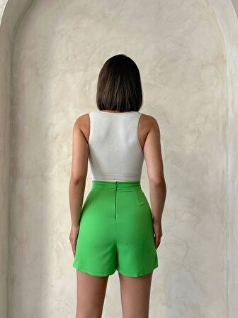 Kapaklı şort etek yeşil s24901