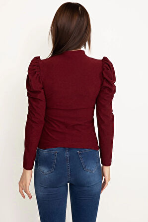 Prenses kol bluz bordo w3125