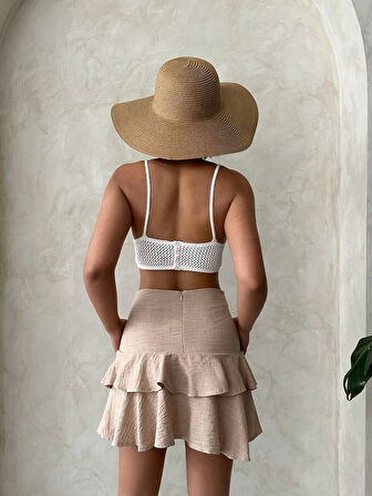 Valonlu fırfırlı etek s24681