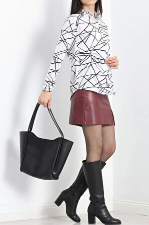 Baskılı Terikoton Gömlek Beyaz - 25522.1874.