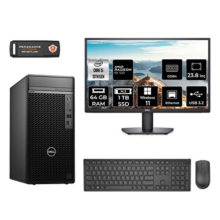 Dell OptiPlex 7010MT i5 13500 64GB 1TB SSD RX550/4GB W11P N010O7010MTU MASAÜSTÜ PC & 23.8" MONİTÖR