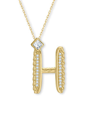 Altın Burgu Kenar H Harf Kolye