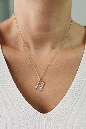 Altın Burgu Kenar H Harf Kolye