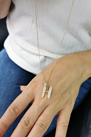 Altın Burgu Kenar H Harf Kolye