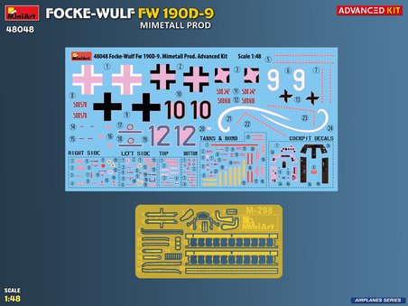 MiniArt 48048 1:48 Focke-Wulf Fw 190D-9. Mimetall Üretimi İleri Düzey Uçak Kiti