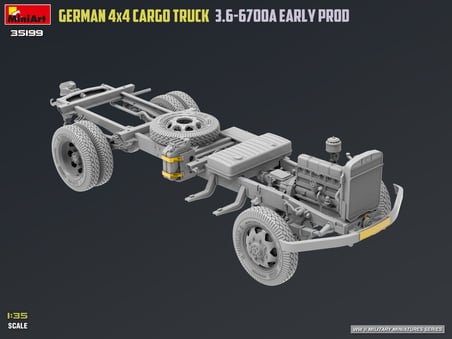 MiniArt 35199 1:35 Alman 3 tonluk 4x4 Kasalı Kamyon 3.6-6700A Erken Üretim