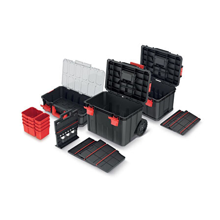 Kistenberg Modular Solution 3'Lü Set KMSS553585B Modüler Çözüm 3 Parçalı Tekerlekli Alet Kutusu Seti