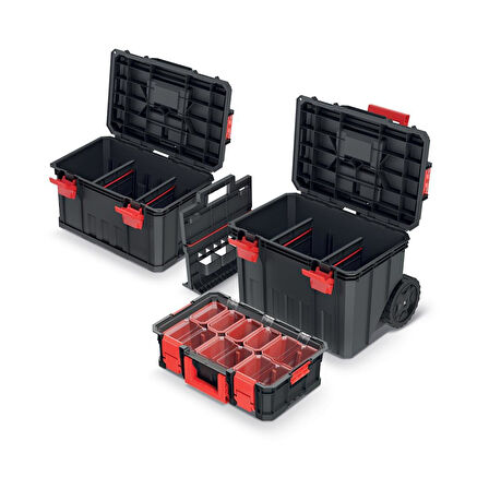 Kistenberg Modular Solution 3'Lü Set KMSS553585B Modüler Çözüm 3 Parçalı Tekerlekli Alet Kutusu Seti