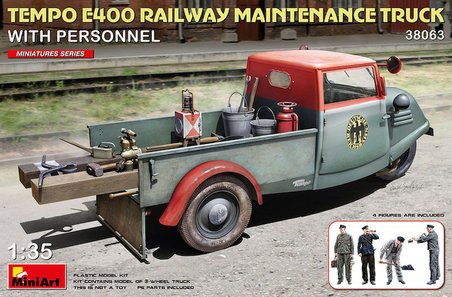MiniArt 38063 1:35 1:35 Personeli ile Tempo E400 Demiryolu Bakım Kamyoneti