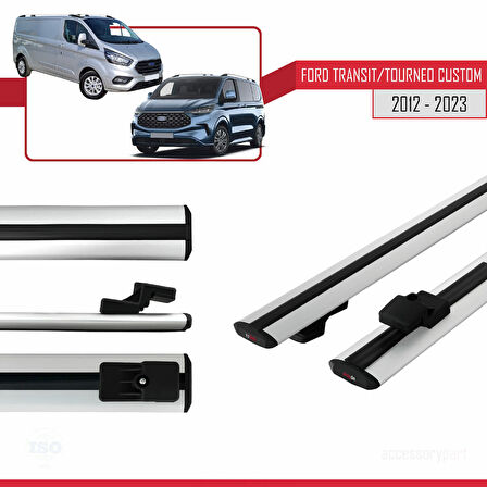 Ford Transit/Tourneo Custom 2012-2023 Arası ile Uyumlu BASIC Model Ara Atkı Tavan Barı Gri 2 Adet