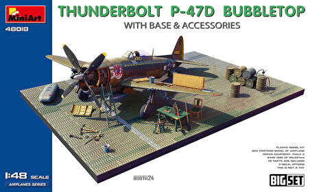 MiniArt 48018 1:48 Thunderbolt P-47D Balonlu Üst Taban ve Aksesuarlar. Büyük Set