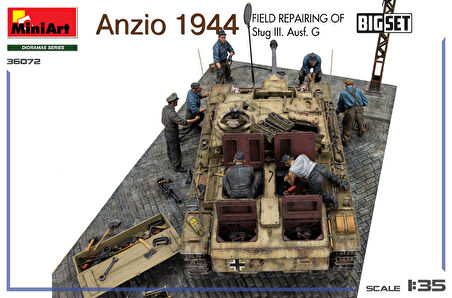 MiniArt 36072 1:35 Anzio 1944. Stug III. Ausf. G.'nin Saha Onarım Maketi BIG SET
