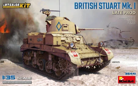 MiniArt 35441 1:35 İngiliz Stuart Mk. I Geç Üretim İç Detaylı Tank Maket Kiti