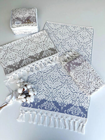50x90 SARE BAĞLAMALI DAMASK 3'LÜ HAVLU V2