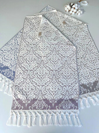 50x90 SARE BAĞLAMALI DAMASK 3'LÜ HAVLU V2