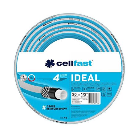 Cellfast Ideal 4 Katmanlı Bahçe Sulama Hortumu 1/2" 20 m