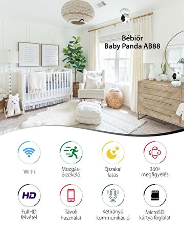 QASUL  Panda 360° 1080p Ip Güvenlik Kamerası Gece Görüşlü Bebek Bakıcı Ip Wifi Kamerası