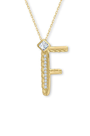 Altın Burgu Kenar F Harf Kolye