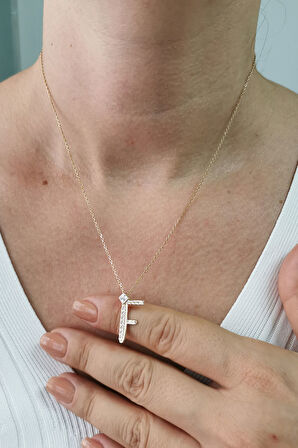 Altın Burgu Kenar F Harf Kolye