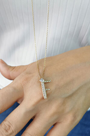 Altın Burgu Kenar F Harf Kolye