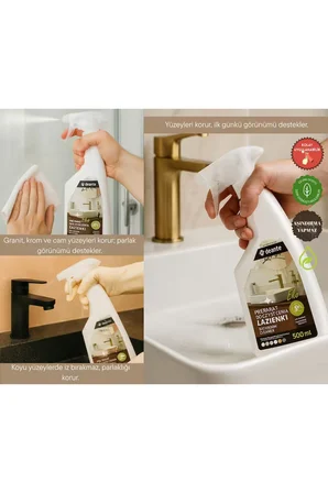 BANYO AKSESUARLARI İÇİN TÜM KAPLAMALARLA UYUMLU GÜVENLİ YÜZEY TEMİZLEYİCİ – PARLATICI VE KORUYUCU