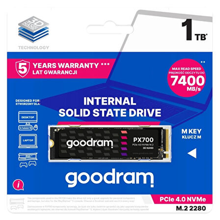 GoodRam PX700 1TB NVMe Gen4 5000/4000MB/s M.2 SSD