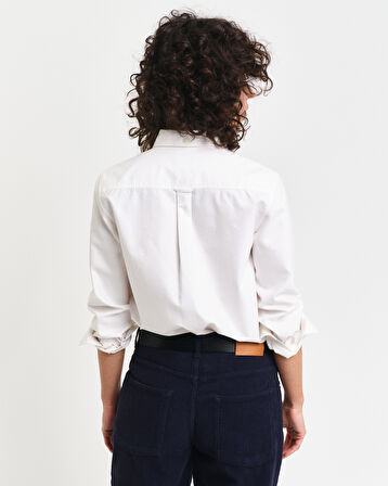 GANT Kadın Beyaz Regular Fit Düğmeli Yaka Oxford Gömlek