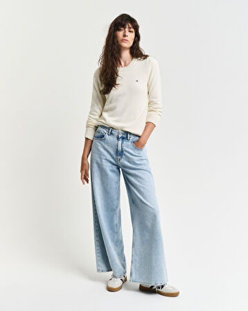 GANT Kadın Krem Regular Fit Bisiklet Yaka Kazak